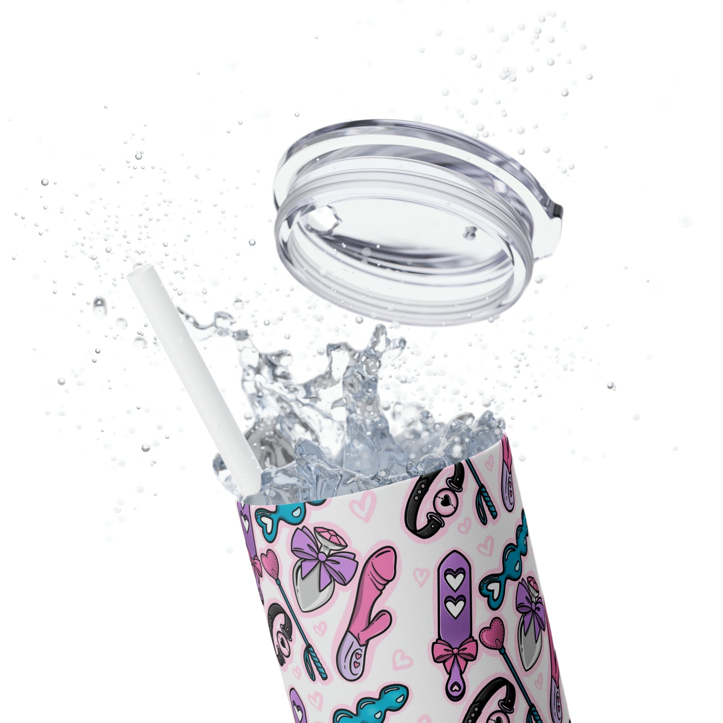 Pleasure Kink Skinny Tumbler with Straw, 20oz