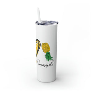 Peace, Love & Pineapple Skinny Tumbler with Straw, 20oz