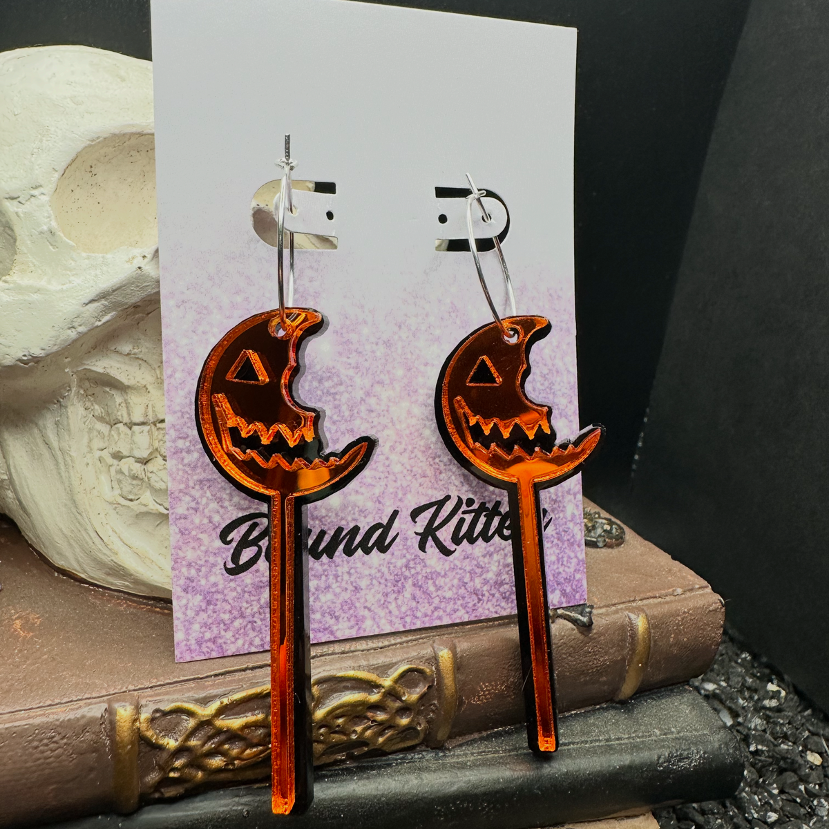 Halloween Pumpkin Lollipop Mirrored Earrings