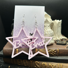 Load image into Gallery viewer, BDSM Brat Earrings, Rose Pink Acrylic
