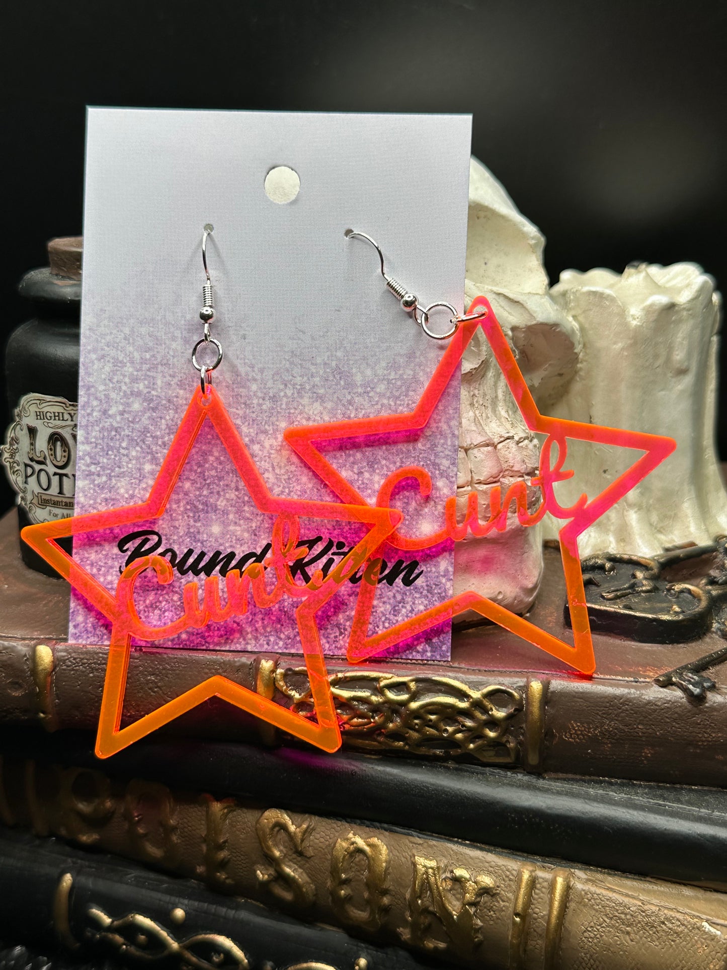 Cunt Earrings, Hot Pink Acrylic