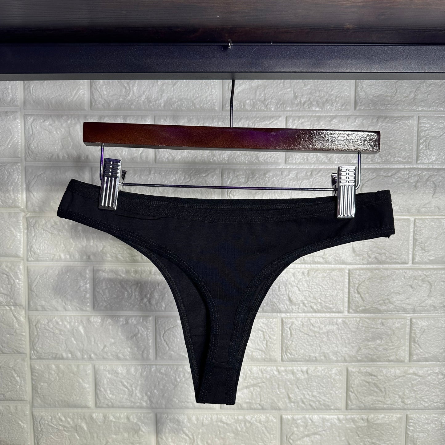 Certified Kosher Cotton Thong Panties with White Glitter Letters