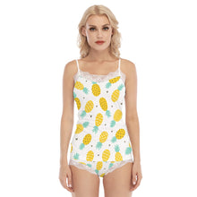 Load image into Gallery viewer, Pineapple Women&#39;s Pajama Set With Lace Edge
