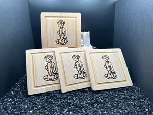 Submissive Girl Bamboo Coasters Set of 4
