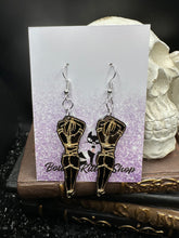 Load image into Gallery viewer, BDSM Submissive Women Black &amp; Gold Acrylic Earrings
