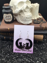 Load image into Gallery viewer, Cat Sitting In The Moon Earrings, Witchy Earrings
