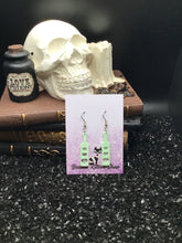 Load image into Gallery viewer, BDSM Heart Paddle Mint Green Acrylic Earrings
