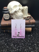 Load image into Gallery viewer, BDSM Heart Paddle Violet Lavender Acrylic Earrings

