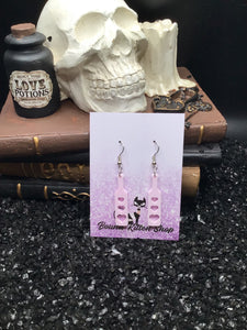 BDSM Heart Paddle Tulip Pink Acrylic Earrings