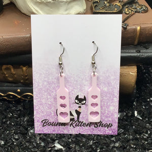 BDSM Heart Paddle Tulip Pink Acrylic Earrings