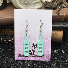 Load image into Gallery viewer, BDSM Heart Paddle Sea Holly Teal Acrylic Earrings
