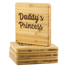 Load image into Gallery viewer, Daddy&#39;s Princess Bamboo Coasters Set of 4
