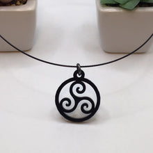 Load image into Gallery viewer, BDSM Triskelion Black Acrylic On 16&quot; Wire Cord, BDSM Collar / Necklace
