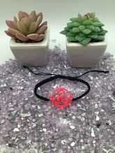 Load image into Gallery viewer, BDSM Triskelion Hot Pink Acrylic on Adjustable Black Cord Bracelet
