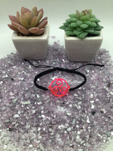 Load image into Gallery viewer, BDSM Triskelion Hot Pink Acrylic on Adjustable Black Cord Bracelet
