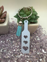 Load image into Gallery viewer, BDSM Heart Paddle Keyring, Baby Blue Acrylic
