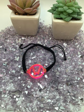 Load image into Gallery viewer, Swinger Symbol Hot Pink Acrylic Bracelet on Adjustable Black
