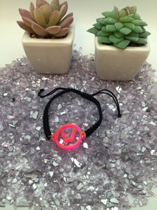 Swinger Symbol Hot Pink Acrylic Bracelet on Adjustable Black