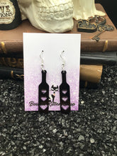 Load image into Gallery viewer, BDSM Heart Paddle Black Acrylic Earrings
