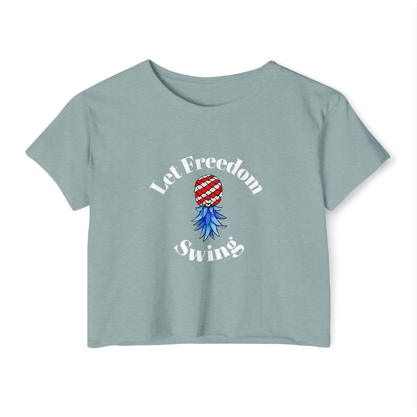 Let Freedom Swing American Flag Upside Down Pineapple Graphic Women's Crop Top
