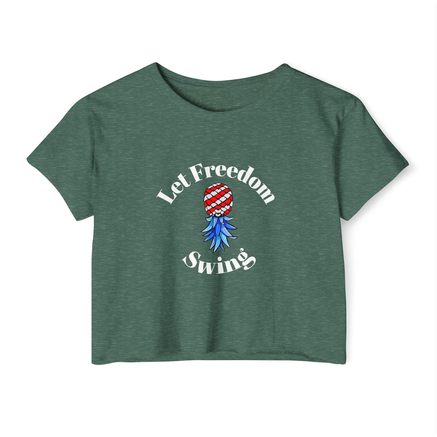 Let Freedom Swing American Flag Upside Down Pineapple Graphic Women's Crop Top