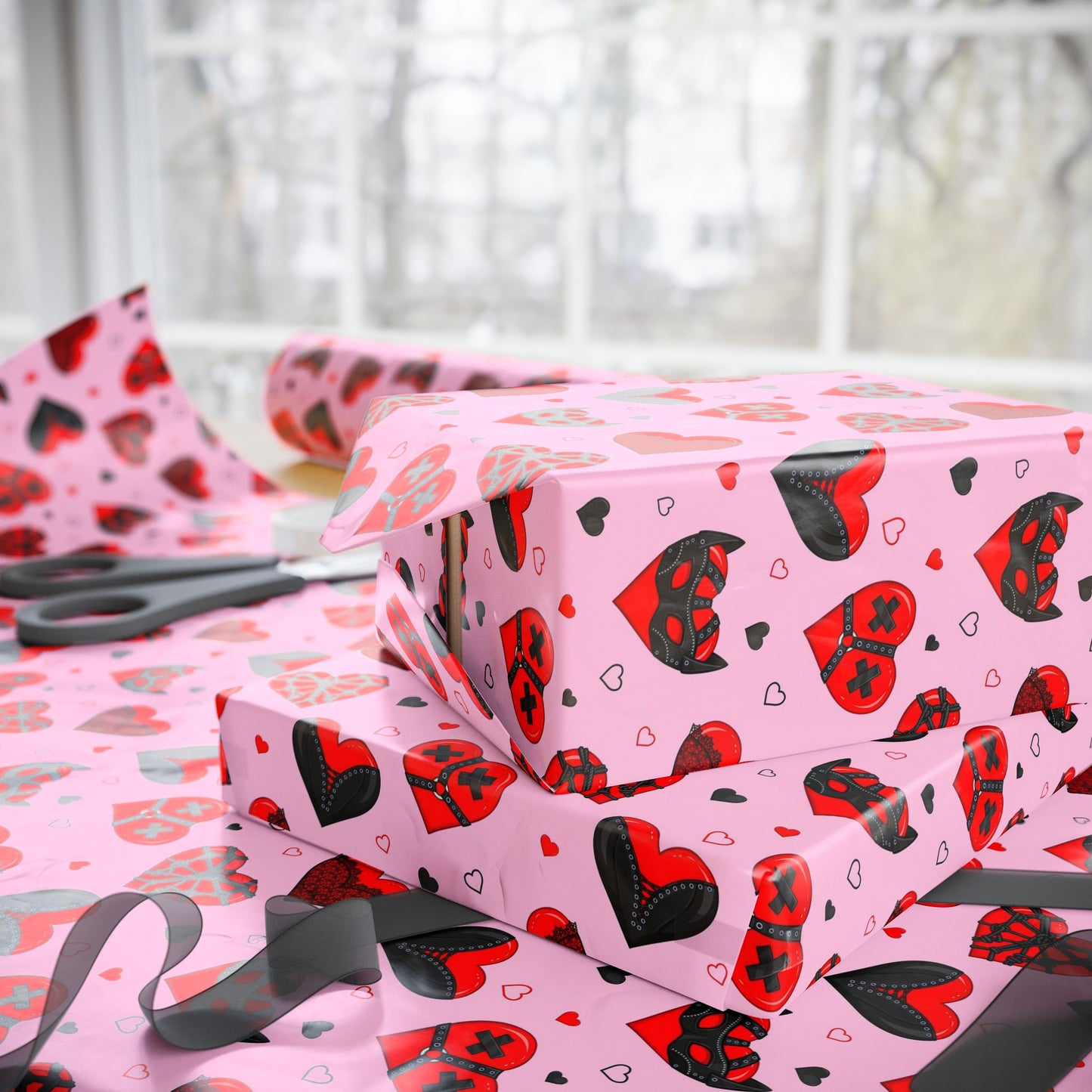 Masked Hearts BDSM Wrapping Paper