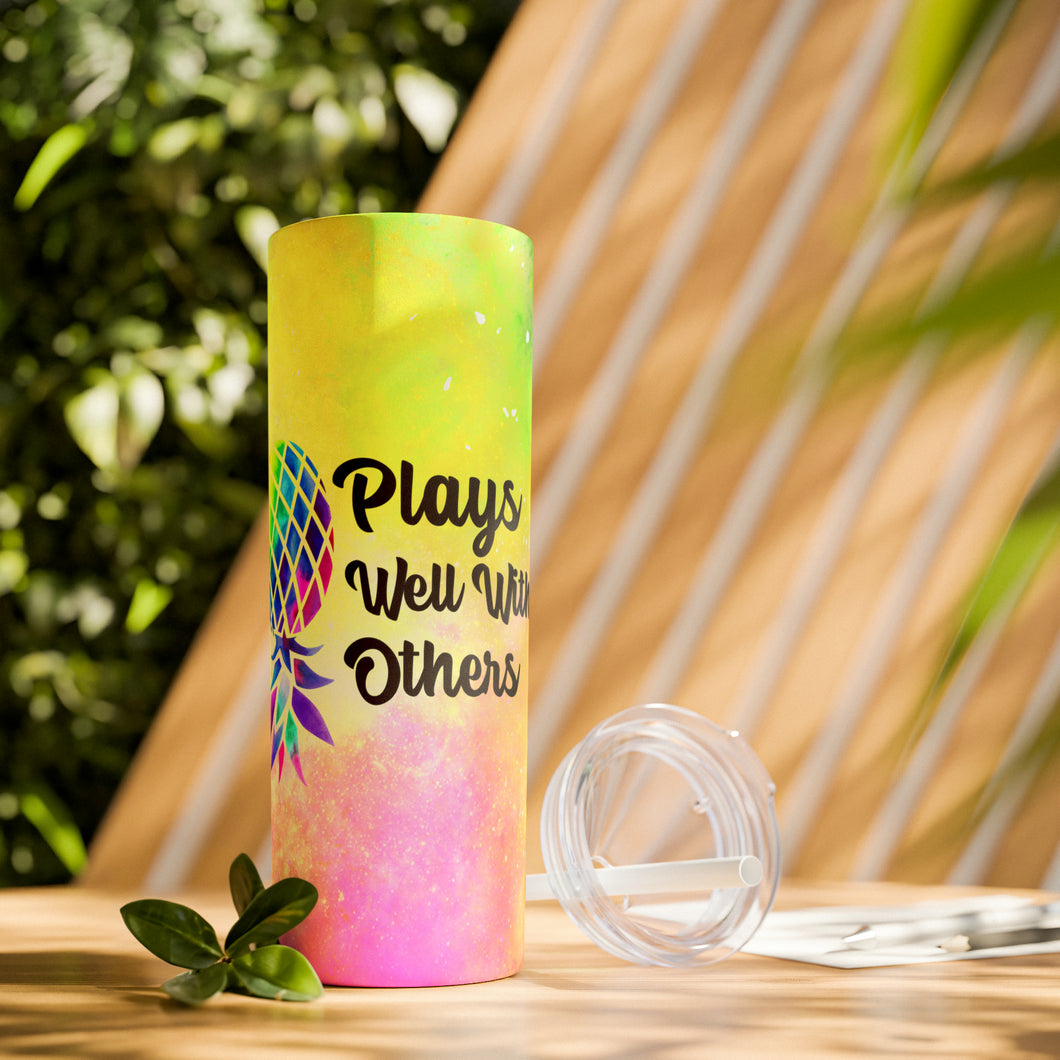 Plays Well With Others Skinny Tumbler with Straw, 20oz