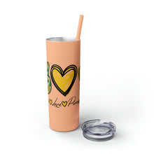 Load image into Gallery viewer, Peace, Love &amp; Pineapple Skinny Tumbler with Straw, 20oz

