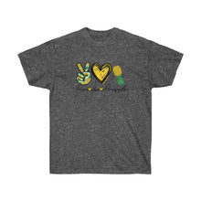 Load image into Gallery viewer, Peace, Love &amp; Pineapple Unisex Ultra Cotton Tee
