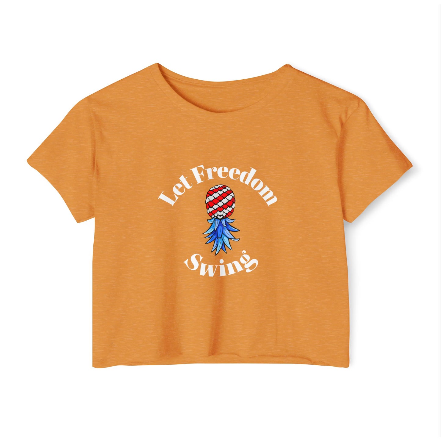 Let Freedom Swing American Flag Upside Down Pineapple Graphic Women's Crop Top