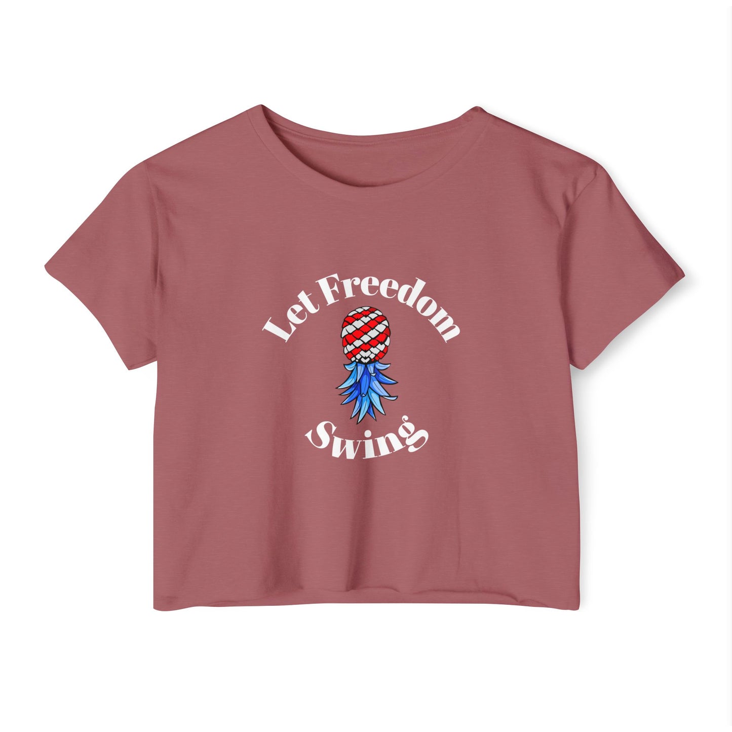 Let Freedom Swing American Flag Upside Down Pineapple Graphic Women's Crop Top