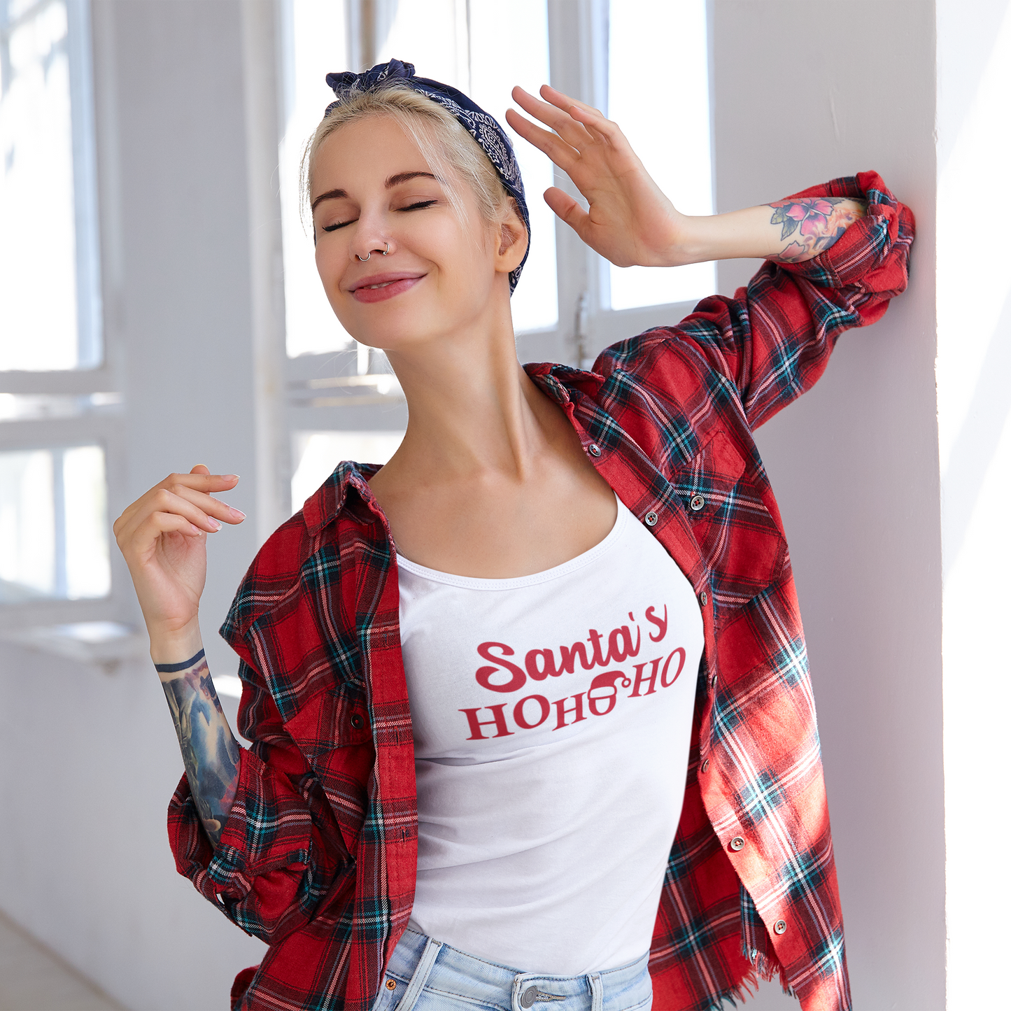 Santa's Ho Ho Ho Women's Ideal Racerback Tank Top