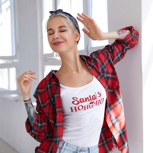 Santa's Ho Ho Ho Women's Ideal Racerback Tank Top