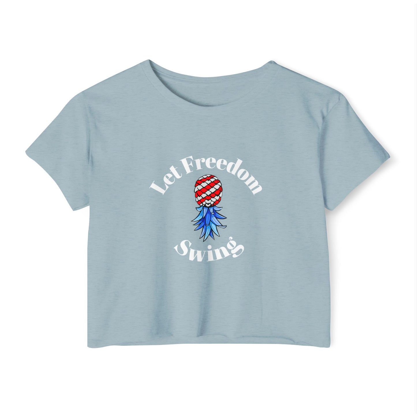 Let Freedom Swing American Flag Upside Down Pineapple Graphic Women's Crop Top