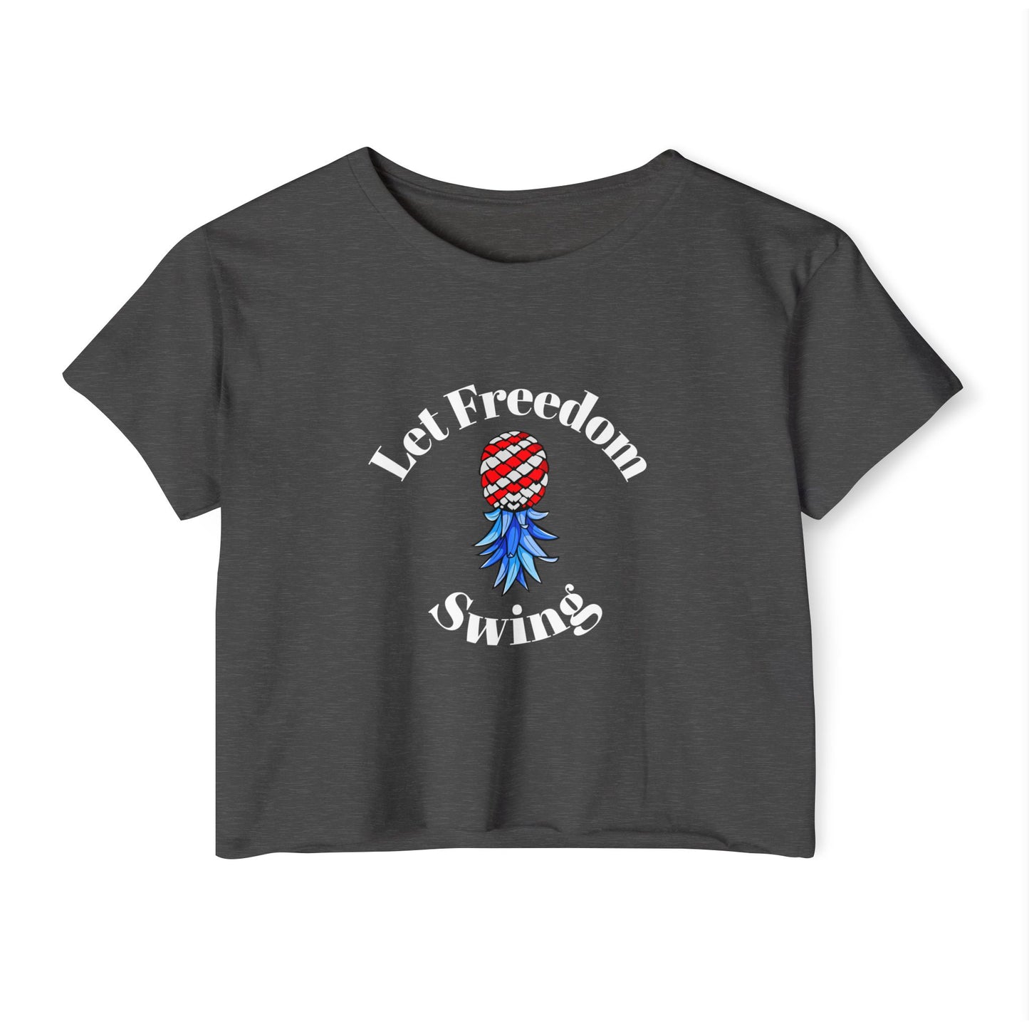 Let Freedom Swing American Flag Upside Down Pineapple Graphic Women's Crop Top