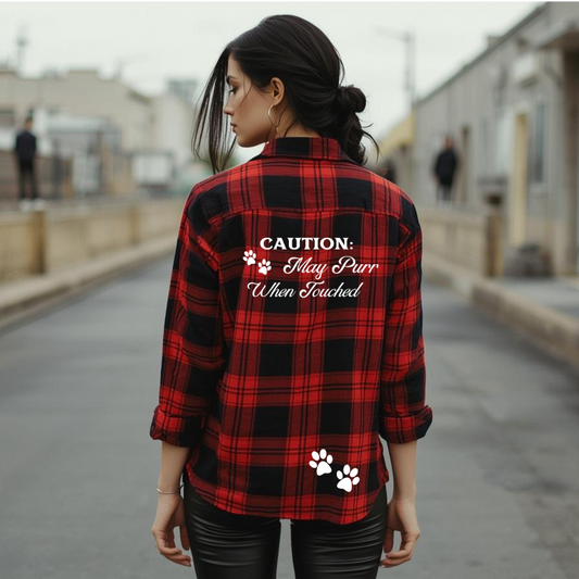 Caution, May Purr When Touched Flannel
