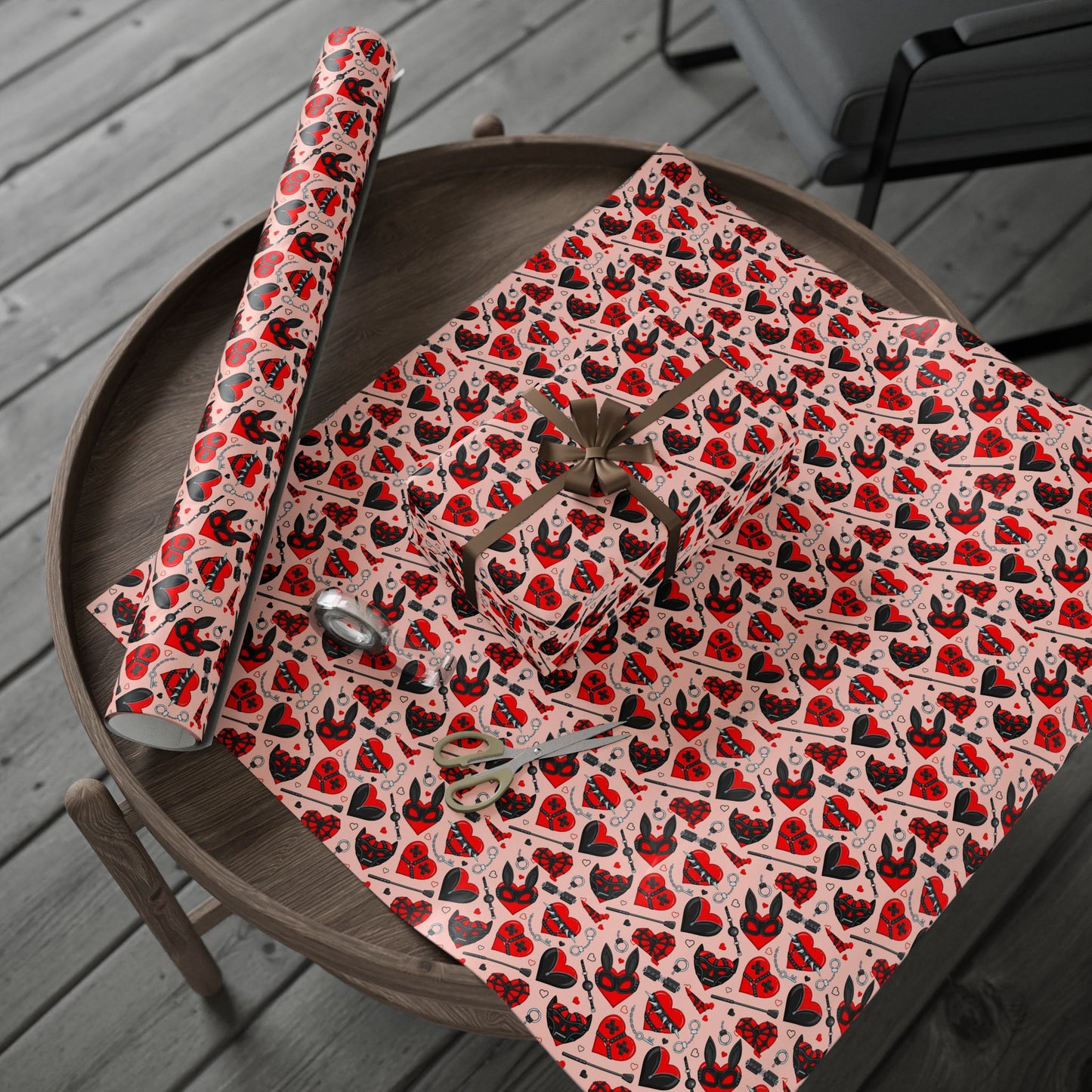 Masked Hearts BDSM Wrapping Paper