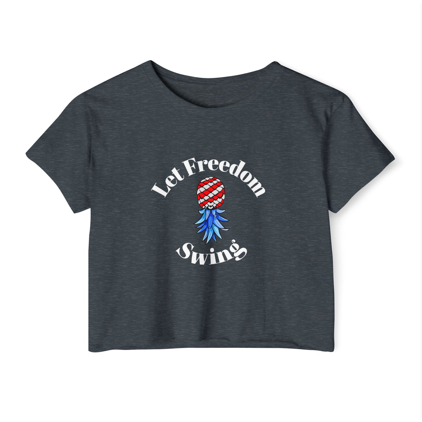 Let Freedom Swing American Flag Upside Down Pineapple Graphic Women's Crop Top