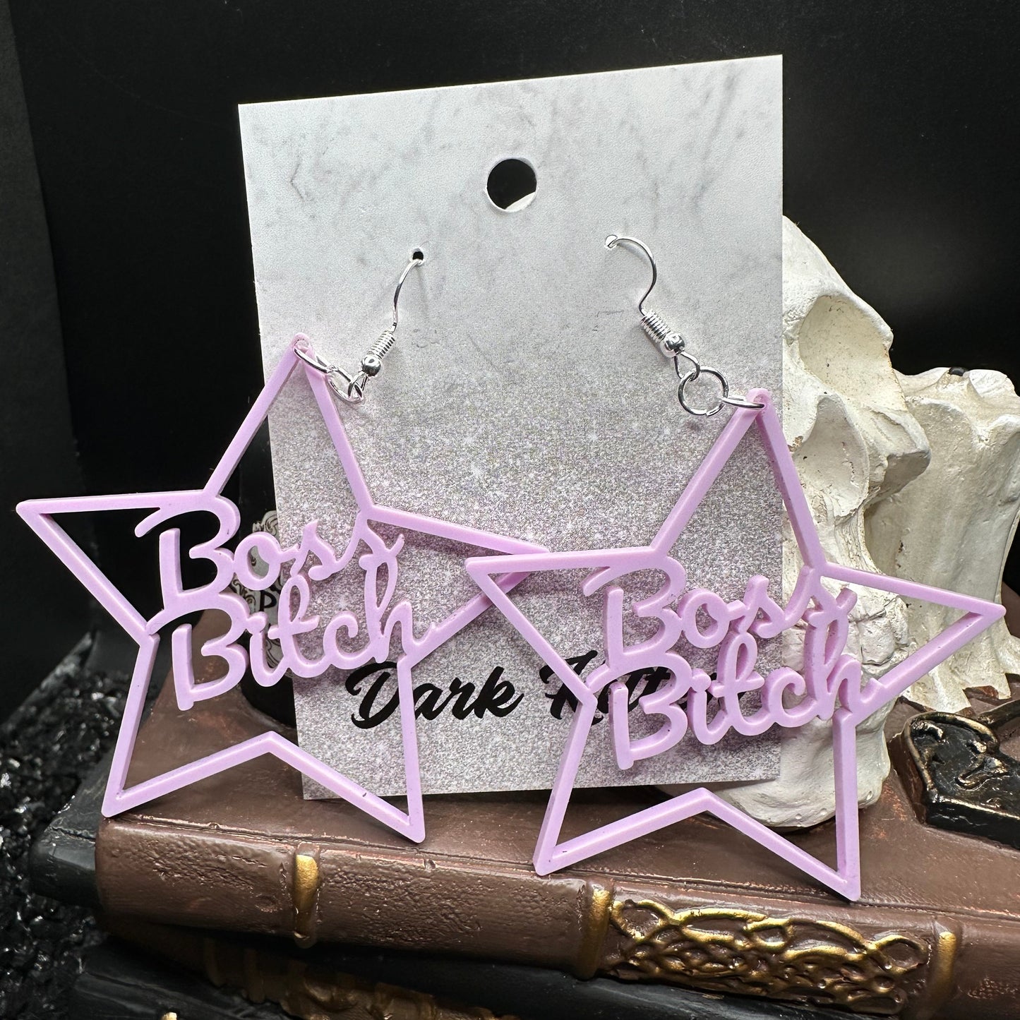 Boss Bitch Violet Acrylic Earrings
