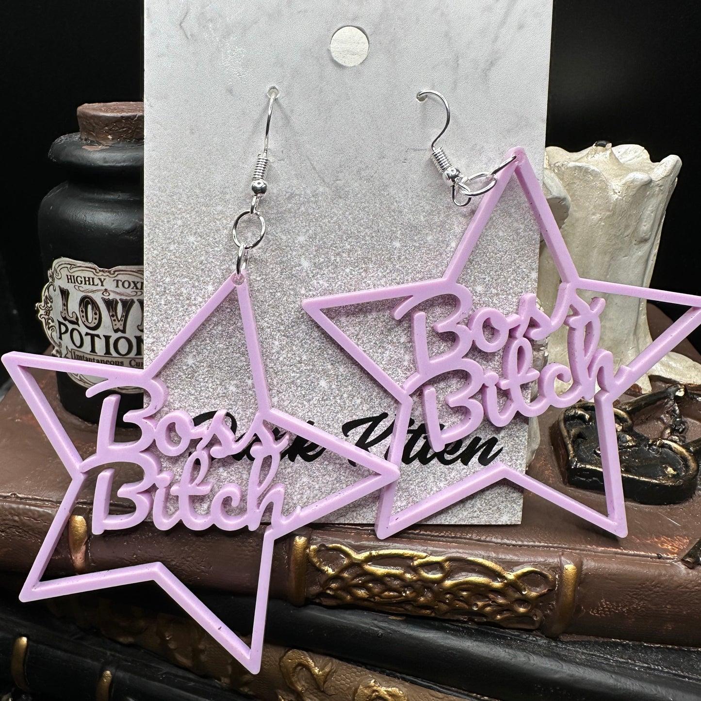 Boss Bitch Violet Acrylic Earrings