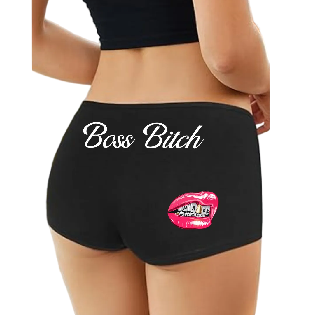 Boss Bitch, Make Money Women Cotton Booty Shorts