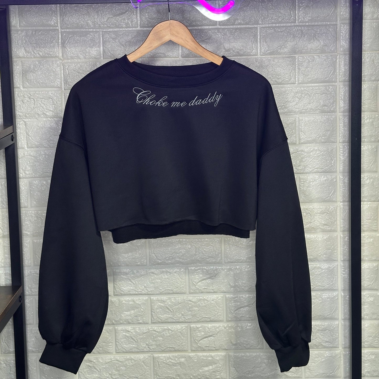 Choke me daddy Crop Crew Neck Terry Fleece Sweatshirt
