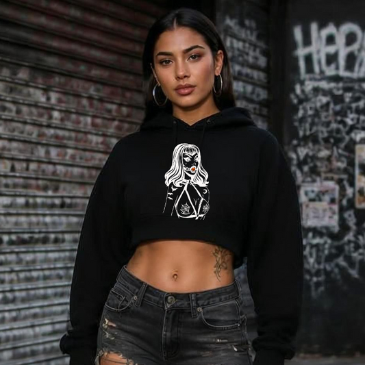 Halloween PinUp Crop Hoodie
