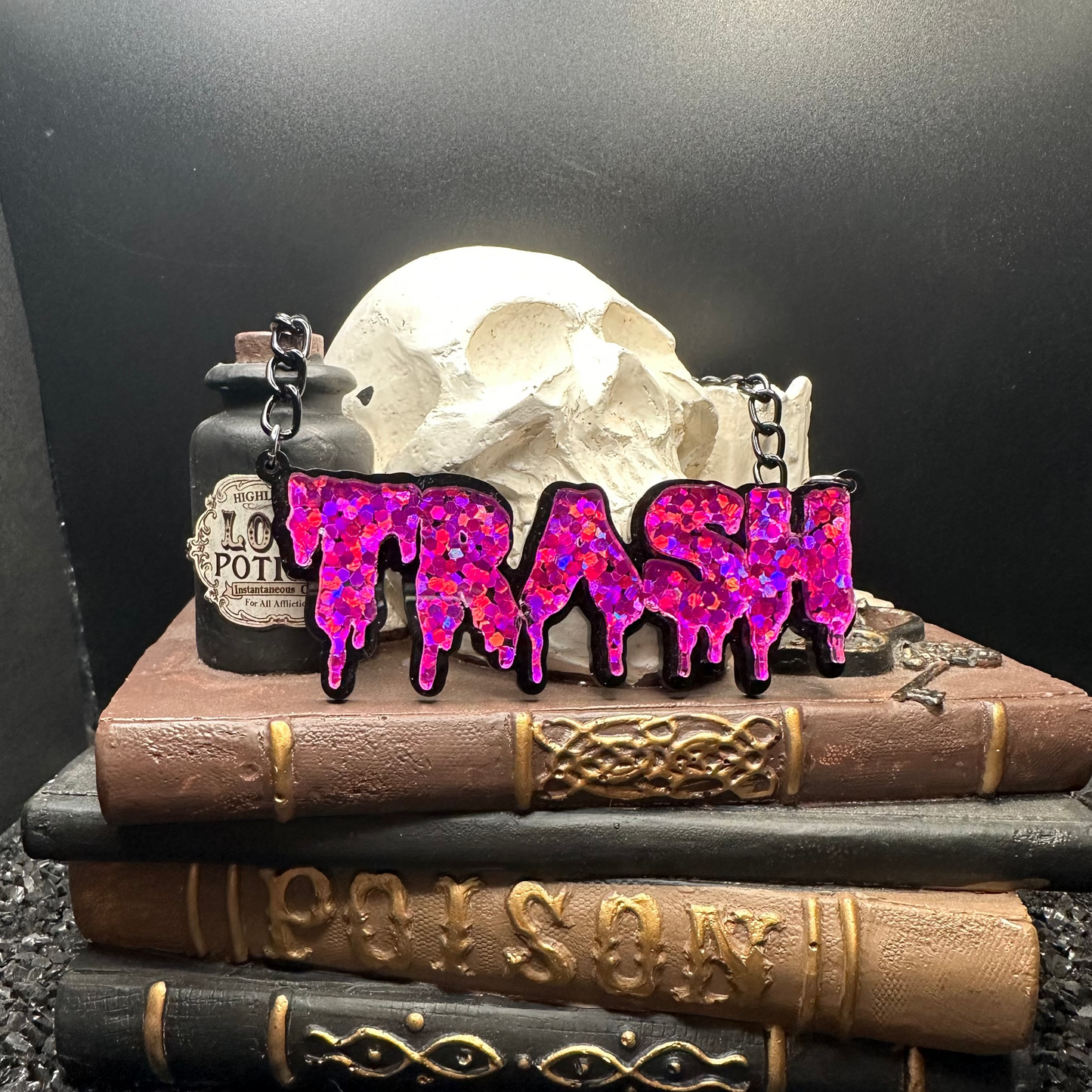 TRASH Glitter Purple Drippy Necklace
