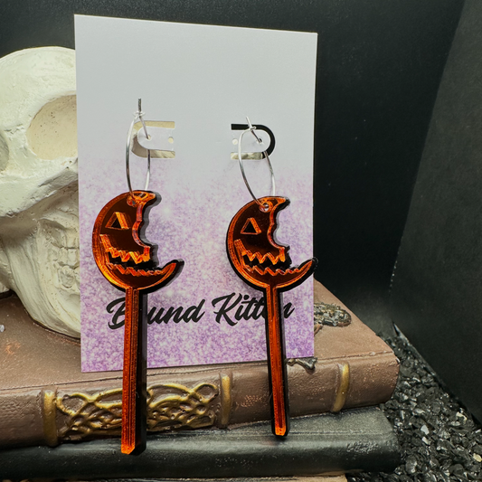 Halloween Pumpkin Lollipop Mirrored Earrings