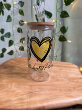 Load image into Gallery viewer, Peace, Love &amp; Pineapple 16oz Libby Glass Jar w/Bamboo Lid &amp; Straw
