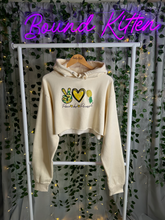 Load image into Gallery viewer, Peace, Love &amp; Pineapple Women&#39;s Cropped Hoodies Sweatshirt
