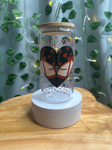 Heart Shape Butt 16oz Libby Glass Jar w/Bamboo Lid & Straw