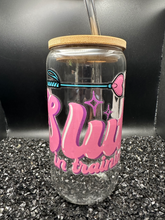Load image into Gallery viewer, Slut in Training Pleasure Kink 16oz Libby Glass Jar w/Bamboo Lid &amp; Straw

