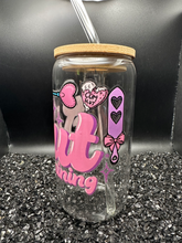 Load image into Gallery viewer, Slut in Training Pleasure Kink 16oz Libby Glass Jar w/Bamboo Lid &amp; Straw
